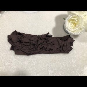 Brown MK ruffled tube top bikini top